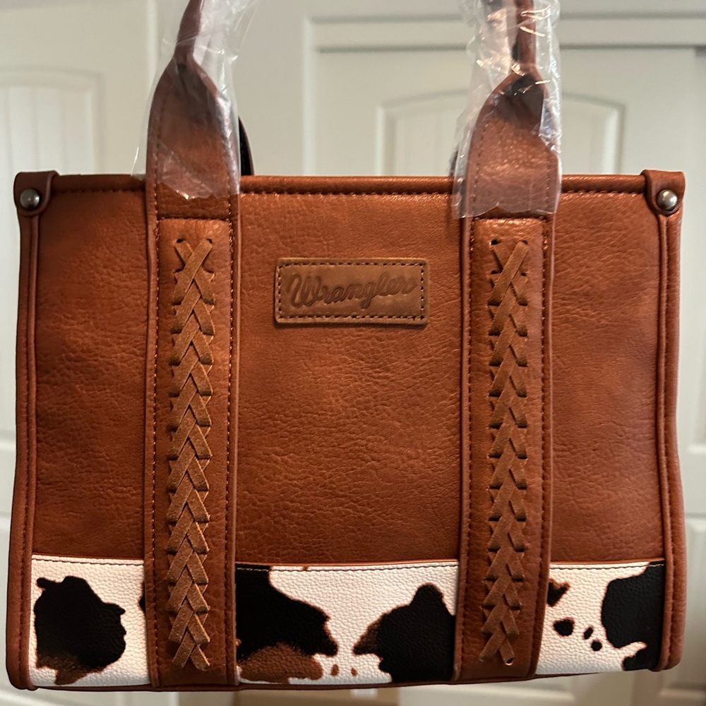 Wrangler cowprint purse with strap included